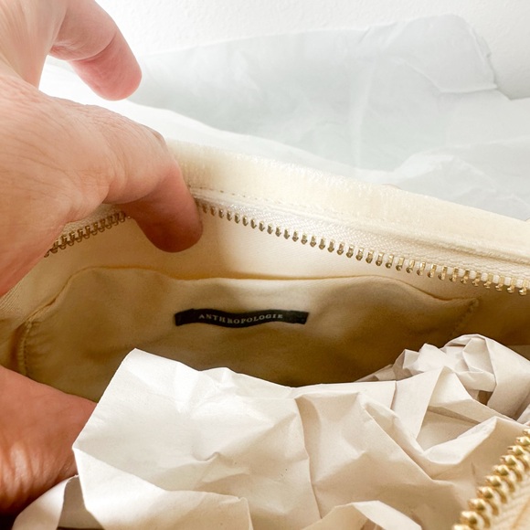 Anthropologie Studded Velvet Shoulder Bag in White NWT - Picture 13 of 14